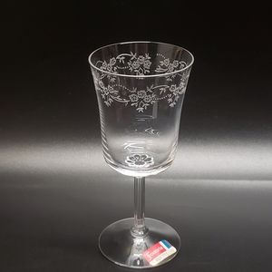 Vintage Fostoria Poetry Etched Crystal Wine Glass, Etched Flower Wine Glass